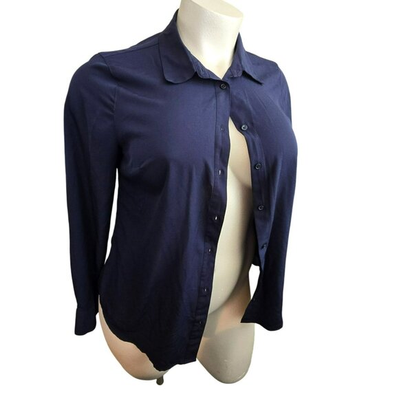 Merona Womens Navy Blue Shirt Button-Down Plus Size XXL JJ4063 - Picture 1 of 7